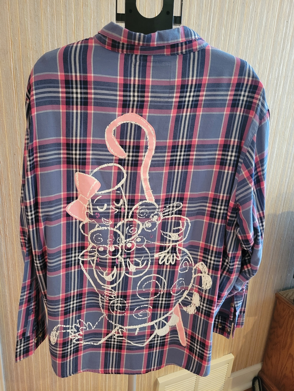 Disney Toy Story 4 Casual Plaid Button-Down Flannel Shirt Blue & Pink Bo Peep3XL